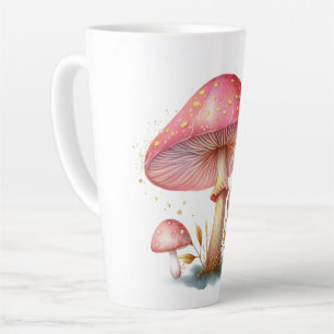 Taza De Café Latte Encantado Rubor Delicia de Champiñón Rosa