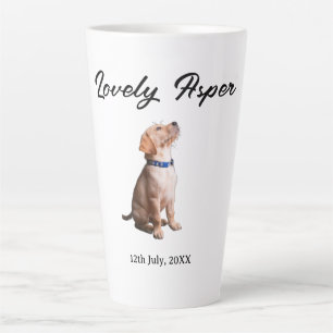 Taza De Café Latte encantador nombre de mascota fecha foto barra bebi