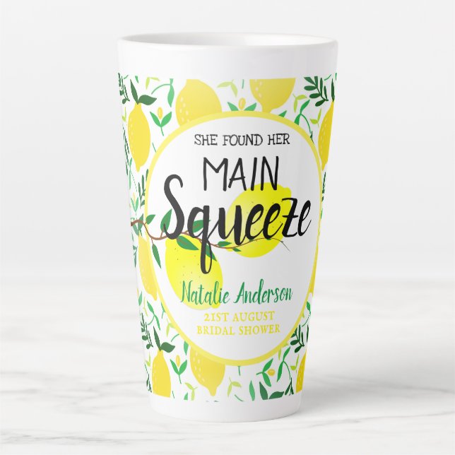 Taza De Café Latte Encontró Su Principal Squeeze Lemons Bridal Shower (Anverso)