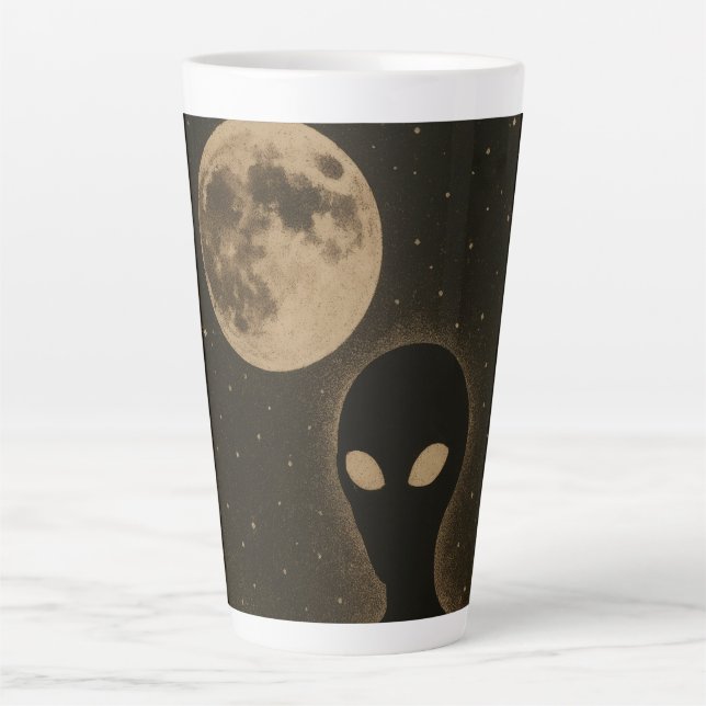 Taza De Café Latte Encuentro Latte Mugs Retro Alien (Anverso)