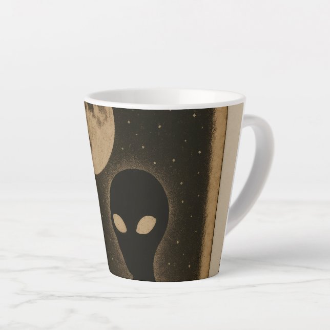 Taza De Café Latte Encuentro Latte Mugs Retro Alien (Ángulo derecho)