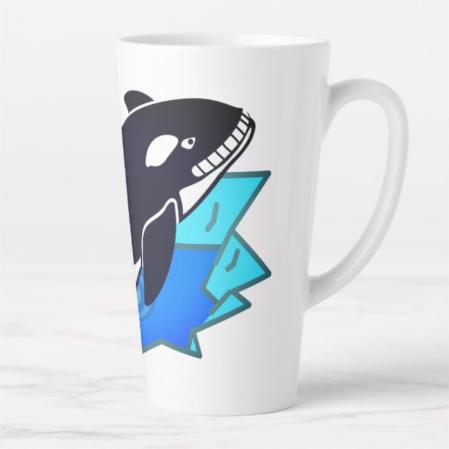 Taza De Café Latte Enemigo de orca, pez, pingüino (Derecha)