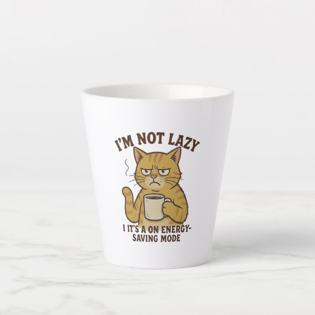 Taza De Café Latte Energy-Saving Mode Cat Latte Mug (Anverso)