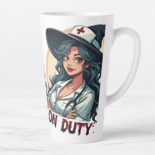 Taza De Café Latte Enfermera Bruja Divertida De Servicio