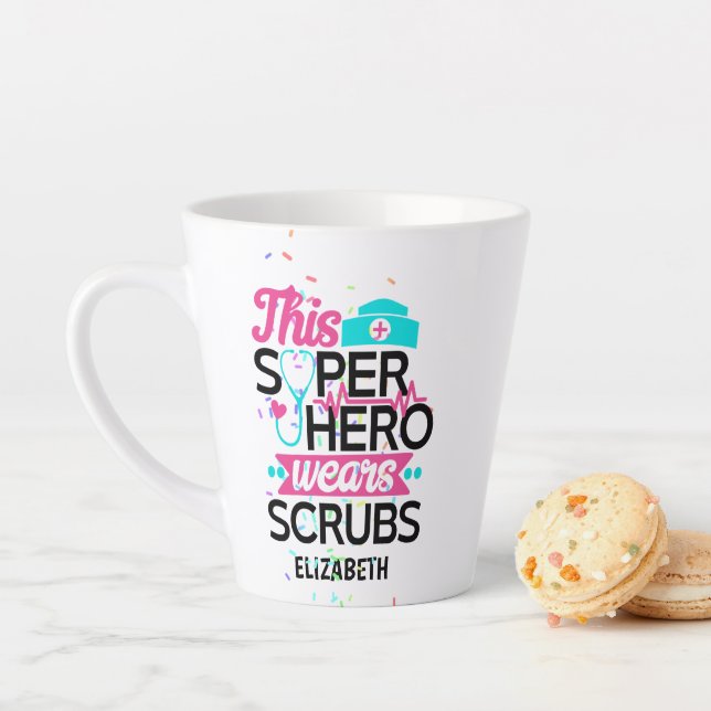 Taza De Café Latte Enfermera - Esta superheroína usa escudos - Añadir (In situ)