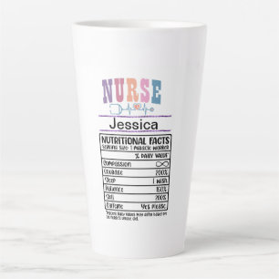 Taza De Café Latte Enfermera personalizada Hechos nutricionales Graci