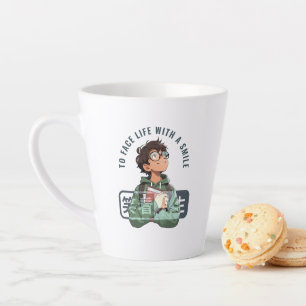 Taza De Café Latte Enfrentar la vida con una sonrisa  