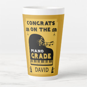 Taza De Café Latte Enhorabuena Examen de Música Piana