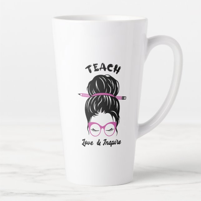 Taza De Café Latte Enseñar e inspirar el desordenado arte gráfico de  (Derecha)