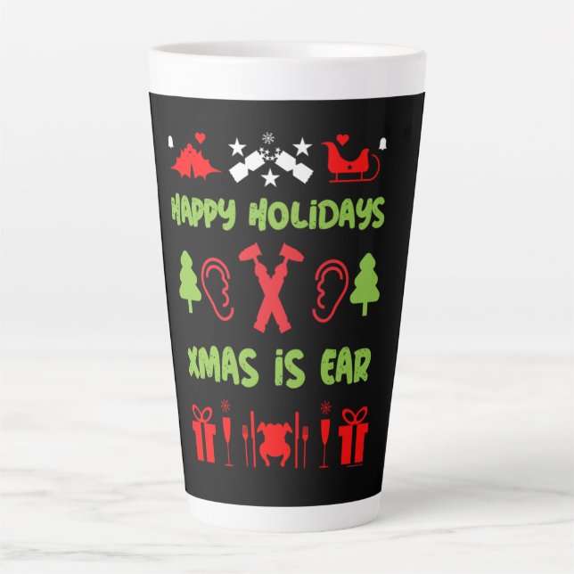 Taza De Café Latte ENT Otolaringología Otorhinolaringólogo Xmas Lar (Anverso)