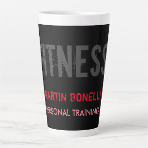 Taza De Café Latte Entrenador personal dinámico de gris negro retro c