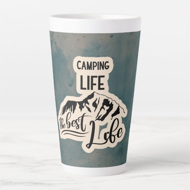 Taza De Café Latte Entusiasta de acampada (Anverso)