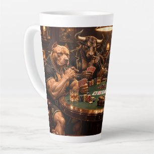 Taza De Café Latte EP Animals Playing Poker Large Latte Mug – 17 oz
