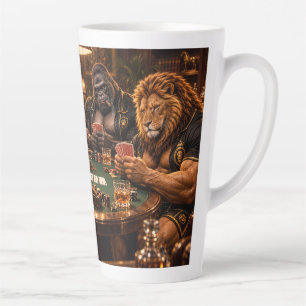 Taza De Café Latte EP Animals Playing Poker Large Latte Mug – 17 oz