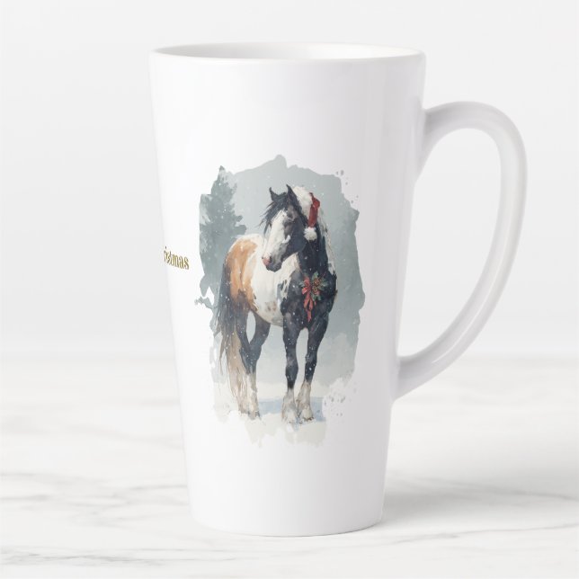 Taza De Café Latte Equestrian Christmas Latte Mug (Derecha)