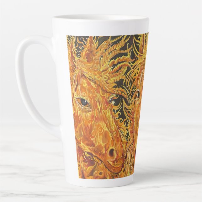 Taza De Café Latte Equilibrio Eterno-Caballos-Flores gemelas (Izquierda)