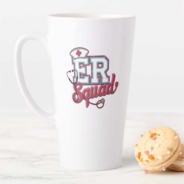 Taza De Café Latte ER Squad, Emergency Room, Nurse Shirt, Doctor Gift (In situ)