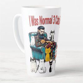 Taza De Café Latte Era Normal Hace 3 Gatos - Gracioso Gato Mug