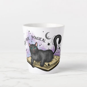 Taza De Café Latte Eres Magnífico -Mistical Black Cat & Vintage Book