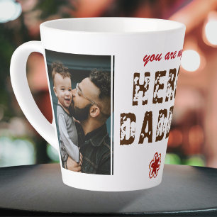 Taza De Café Latte Eres mi héroe papá día del padre 2 Fotocolage
