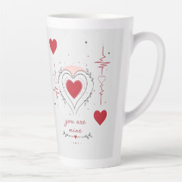 Taza De Café Latte Eres Mío Arte de Línea de Corazón Minimalista