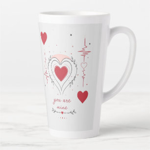 Taza De Café Latte Eres Mío Arte de Línea de Corazón Minimalista