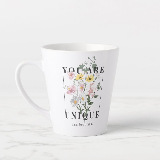 Taza De Café Latte Eres un eslogan floral único (Izquierda)