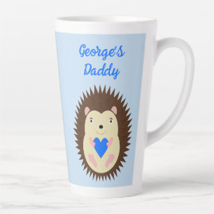 Taza De Café Latte Erizo Corazón Azul Niño Personalizado