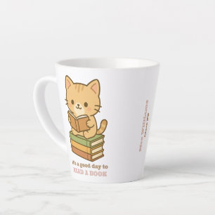 Taza De Café Latte Es un buen día para leer un libro gato lindo maest