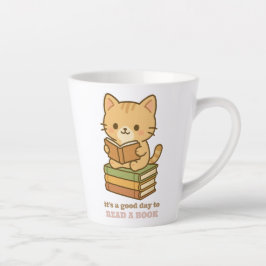 Taza De Café Latte Es un buen día para leer un libro gato lindo maest