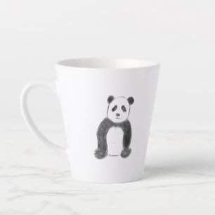 Taza De Café Latte Esbozo de panda blanco y negro