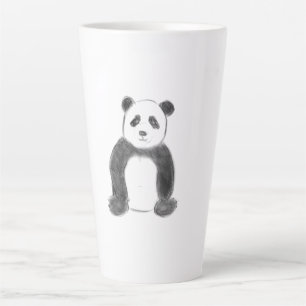 Taza De Café Latte Esbozo de panda blanco y negro