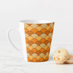 Taza De Café Latte Escalas de dragón, abanicos, olas, Seigaiha, naran