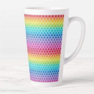Taza De Café Latte Escalas de sirena arcoiris coloridas