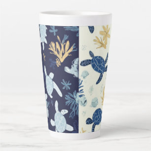 Taza De Café Latte "Escape submarino - Arte de tortugas marinas