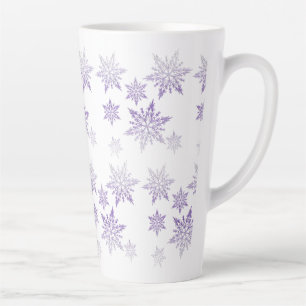 Taza De Café Latte Escarcha morada Copos de nieve