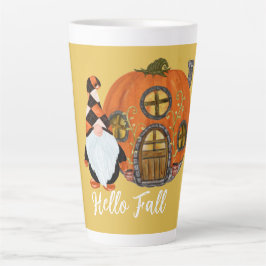 Taza De Café Latte Escena de caída de la casa de la calabaza y el nom