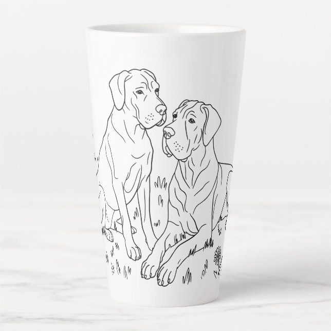 Taza De Café Latte Escena de Gran Danés  (Anverso)
