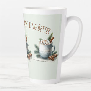 Taza De Café Latte Escena de malvavisco de cacao invernal acogedor