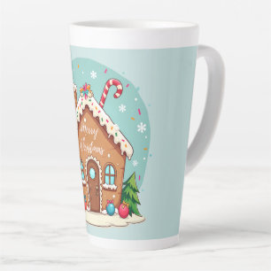 Taza De Café Latte Escena de Navidades de la Casa de Gingerbread