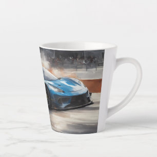 Taza De Café Latte Escena dinámica de raza urbana azul