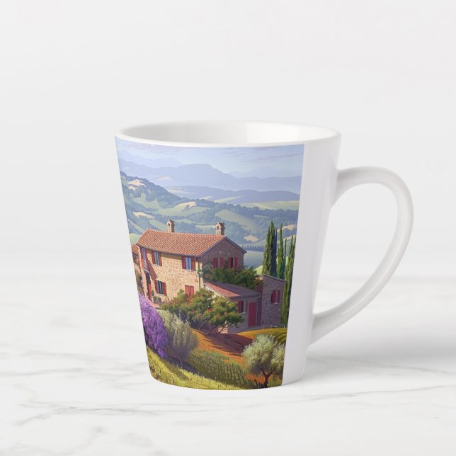 Taza De Café Latte Escena Toscana 3 (Derecha)