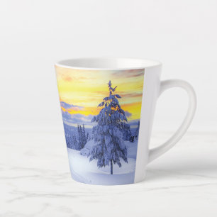 Taza De Café Latte Escenario de invierno