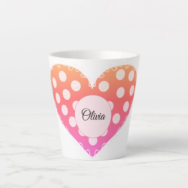 Taza De Café Latte Escribe tu propio nombre corazón (Anverso)