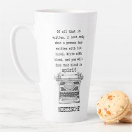 Taza De Café Latte ESCRIBIR con la letra de una máquina de escribir d