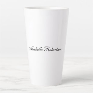 Taza De Café Latte Escritura a mano de moda Minimalista en blanco neg