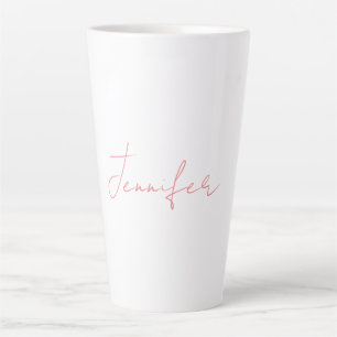 Taza De Café Latte Escritura a mano moderna y sencilla en blanco