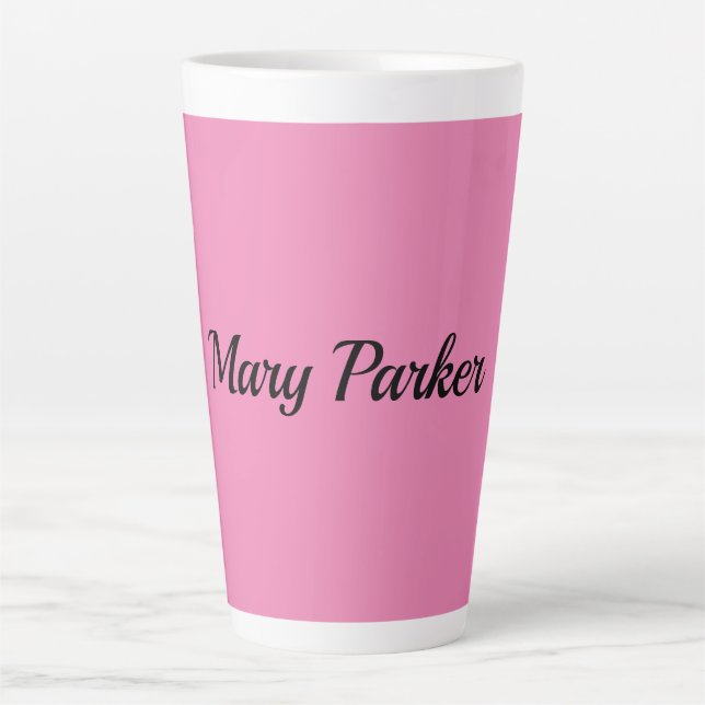 Taza De Café Latte Escritura a mano Nombre profesional simple rosa si (Anverso)