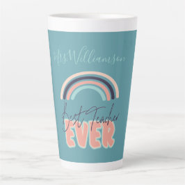 Taza De Café Latte Escuela personalizada Rainbow a mejor profesor de 