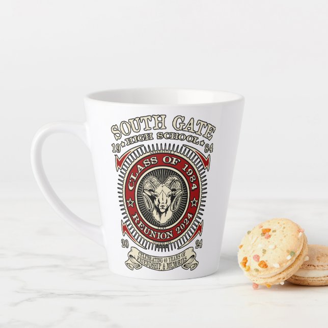 Taza De Café Latte Escuela Secundaria South Gate Ram/Ramsey Latte Mug (In situ)